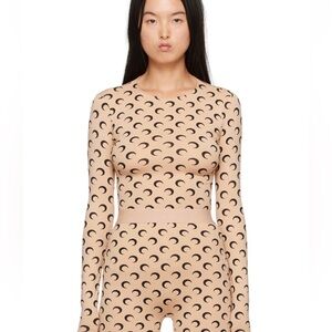 Marine Serre Beige and Black Long Sleeve Top